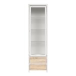 Vitrine 1 porte 2 tiroirs stratifis beige et blanc