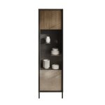 Vitrine 1 porte sans �clairage h203 cm - effet gris et bois