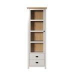 Vitrine 1 porte en verre trempé et 2 tiroirs l65 cm - gris clair Vitrine 1 porte en verre trempé et 2 tiroirs l65 cm - gris clair