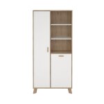 Vitrine 2 portes, 3 niches décor chêne et blanc h188, 2 cm Vitrine 2 portes, 3 niches décor chêne et blanc h188, 2 cm