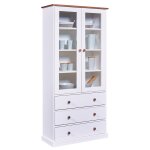 Vitrine 2 portes 3 tiroirs en mdf laqu� blanc