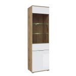 Vitrine 2 portes blanche et naturelle