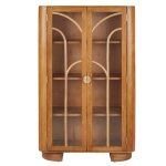 Vitrine 2 portes en bois de manguier, rotin et mtal coloris laiton