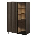 Vitrine 2 portes avec éclairage led effet frêne noir 92x44 cm Vitrine 2 portes avec éclairage led effet frêne noir 92x44 cm