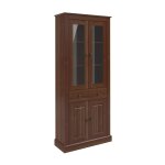 Vitrine avec 2 portes vitr�es en pin marron
