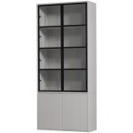 Vitrine 4 portes en pin brouillard Vitrine 4 portes en pin brouillard