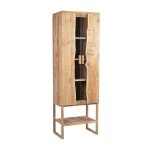 Vitrine avec 5 tagres en bois et verre beige h 185 cm