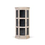 Vitrine d'angle en bois de manguier avec porte vitre