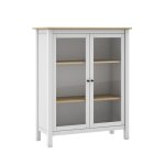 Vitrine basse 2 portes en pin massif blanc