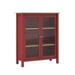 Vitrine basse 2 portes en pin massif bordeaux Vitrine basse 2 portes en pin massif bordeaux