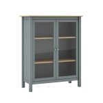 Vitrine basse 2 portes en pin massif vert cladon