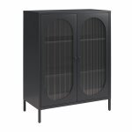 Vitrine basse avec 2 portes vitres en mtal noir