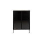 Vitrine basse scandinave en mtal noir 2 portes vitres
