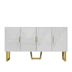 Vitrine dcorative blanche et dore en bois avec 4 portes