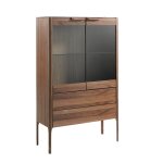Vitrine effet bois noyer et verre