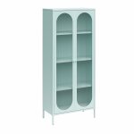 Vitrine haute avec 2 portes vitrées en métal bleu clair Vitrine haute avec 2 portes vitrées en métal bleu clair