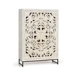 Vitrine en manguier et pieds en mtal blanc vieilli