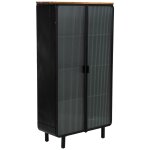 Vitrine en m�tal, bois et verre 2 portes noir 84 x 35, 8 x 152 h cm