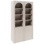 Vitrine avec portes cintr�es et fa�ades en verre, gris cachemire