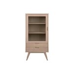 Vitrine scandinave en bois 2 tiroirs 1 porte en verre Vitrine scandinave en bois 2 tiroirs 1 porte en verre