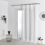 Voilage à anneaux noirs amovibles polyester blanc 240x240 cm Voilage à anneaux noirs amovibles polyester blanc 240x240 cm