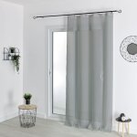 Voilage � anneaux noirs amovibles polyester gris 140x240 cm
