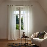 Voilage aspect lin vaporeux blanc 145x298 cm Voilage aspect lin vaporeux blanc 145x298 cm