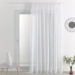 Voilage - effet lin  galon fronceur polyester blanc 290x180 cm