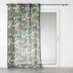 Voilage  ?illets aspect lin tiss imprim feuillage vert 140x240cm