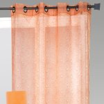 Voilage organza gribouillis et bulles brode polyester terracotta