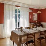 Voilage � passants en lin et polyester ecru