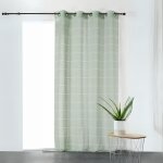 Voilage rayé et tamisant cordelette polyester vert clair 140x250 cm Voilage rayé et tamisant cordelette polyester vert clair 140x250 cm