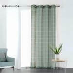 Voilage rayé et tamisant cordelette polyester vert foncé 140x250 cm Voilage rayé et tamisant cordelette polyester vert foncé 140x250 cm