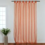 Voilage  rayures et fils coups brique polyester brique 150x240 cm