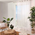 Voilage sablé grande largeur blanc 240 x 240 cm Voilage sablé grande largeur blanc 240 x 240 cm