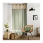 Voilage sabl� et jute vert kaki - taille: 140x240cm - vert kaki