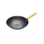 Wok 30cm anti - adhésif en acier carbone noir et bois Wok 30cm anti - adhésif en acier carbone noir et bois
