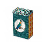 Boite  caf en mtal motif perroquet