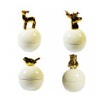 Bo�te en c�ramique d�cor�e d'animaux dor�s