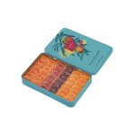 Bote mtal bleue garnie de ptes de fruits assortis 280g