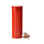 Boîte métal laquée à thé orange garnie de caramel salés 170g Boîte métal laquée à thé orange garnie de caramel salés 170g