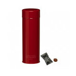 Boîte métal laquée à thé rouge garnie de truffes fantaisies 60g Boîte métal laquée à thé rouge garnie de truffes fantaisies 60g
