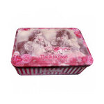 Bote  sucre en mtal dcor rose romantique