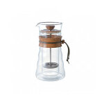 Cafetière à piston double paroi en verre et olivier 3 tasses Cafetière à piston double paroi en verre et olivier 3 tasses