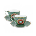 Coffret 2 tasses et soucoupes kaki fantasy floral pip studio