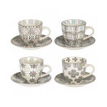 Coffret 4 tasses  caf et soucoupes cramique santiago