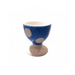 Coquetier bleu � pois blancs