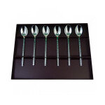 Ecrin de 6 cuill�res moka en m�tal martel�