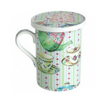 Ensemble tisanire, filtre et couvercle porcelaine dcor cosy