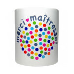Mug en céramique à pois multicolores merci maîtresse Mug en céramique à pois multicolores merci maîtresse